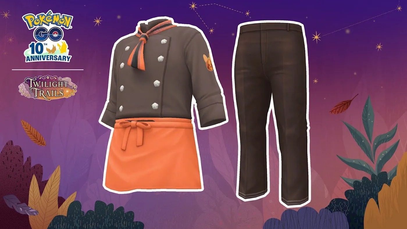 Chaqueta de chef marrón con delantal naranja y pantalón marrón, la ropa de pastelero del Pase de GO deluxe