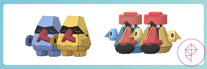 Nosepass y probopass brillantes en Pokémon Go. Ambos espinillas se vuelven de oro.